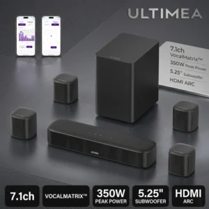 Virtual Surround Soundbar, Home Theater TV Sound Bar with Subwoofer&4 Surround Speakers, Smart App Control